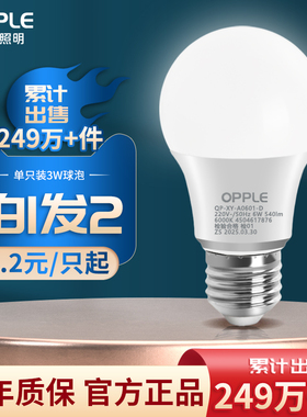 欧普照明led灯泡全光谱e27/e14大小螺口超亮家用台灯球泡节能灯5W