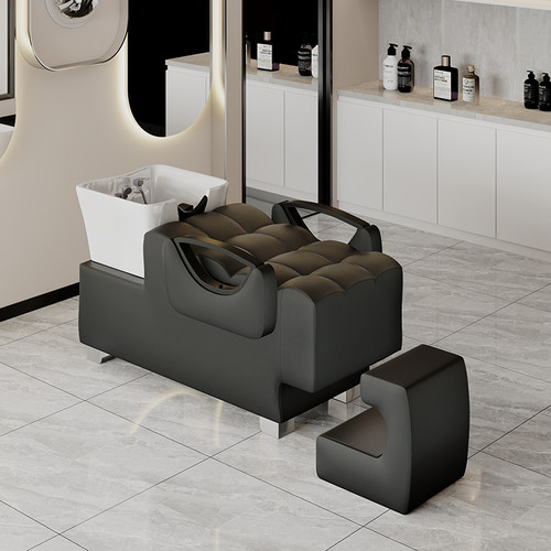 新款陶瓷盆冲水床半躺式美发床