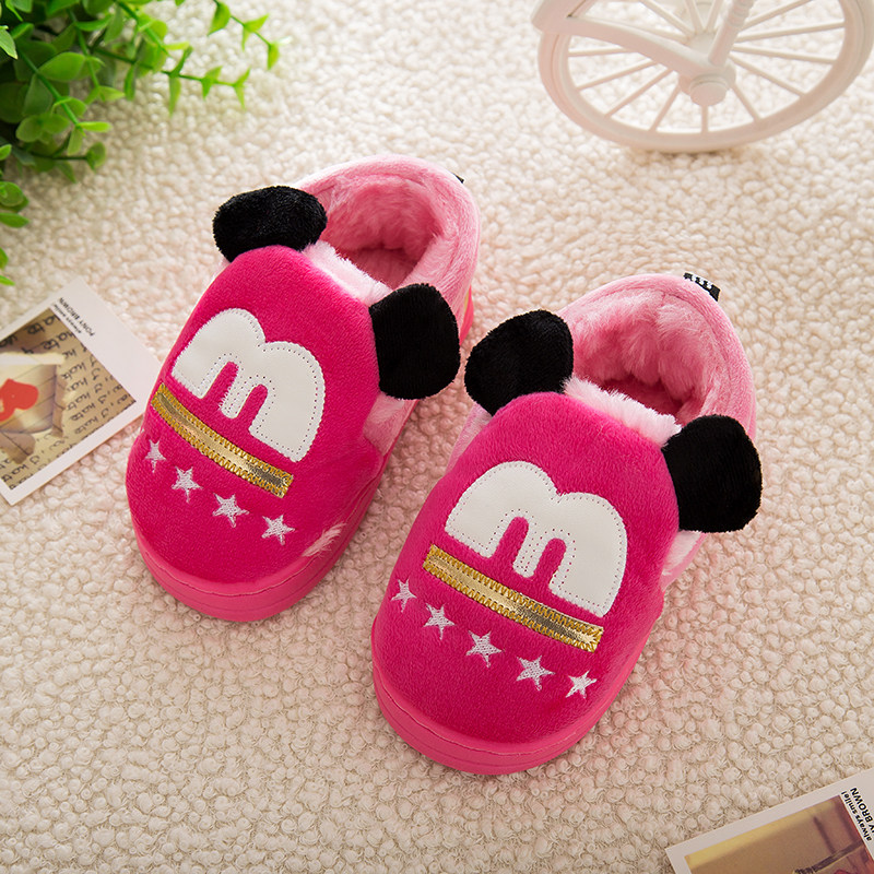 Pantoufles enfants en suède pour hiver - semelle caoutchouc - Ref 986051 Image 3