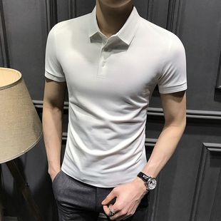 男T恤Polo衫 2025新款 冰丝短袖 夏季 百搭休闲 潮流高端翻领修身 半袖