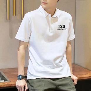 短袖 美式 纯棉polo衫 男t恤夏季 宽松上衣 潮牌翻领半袖 体恤2025新款