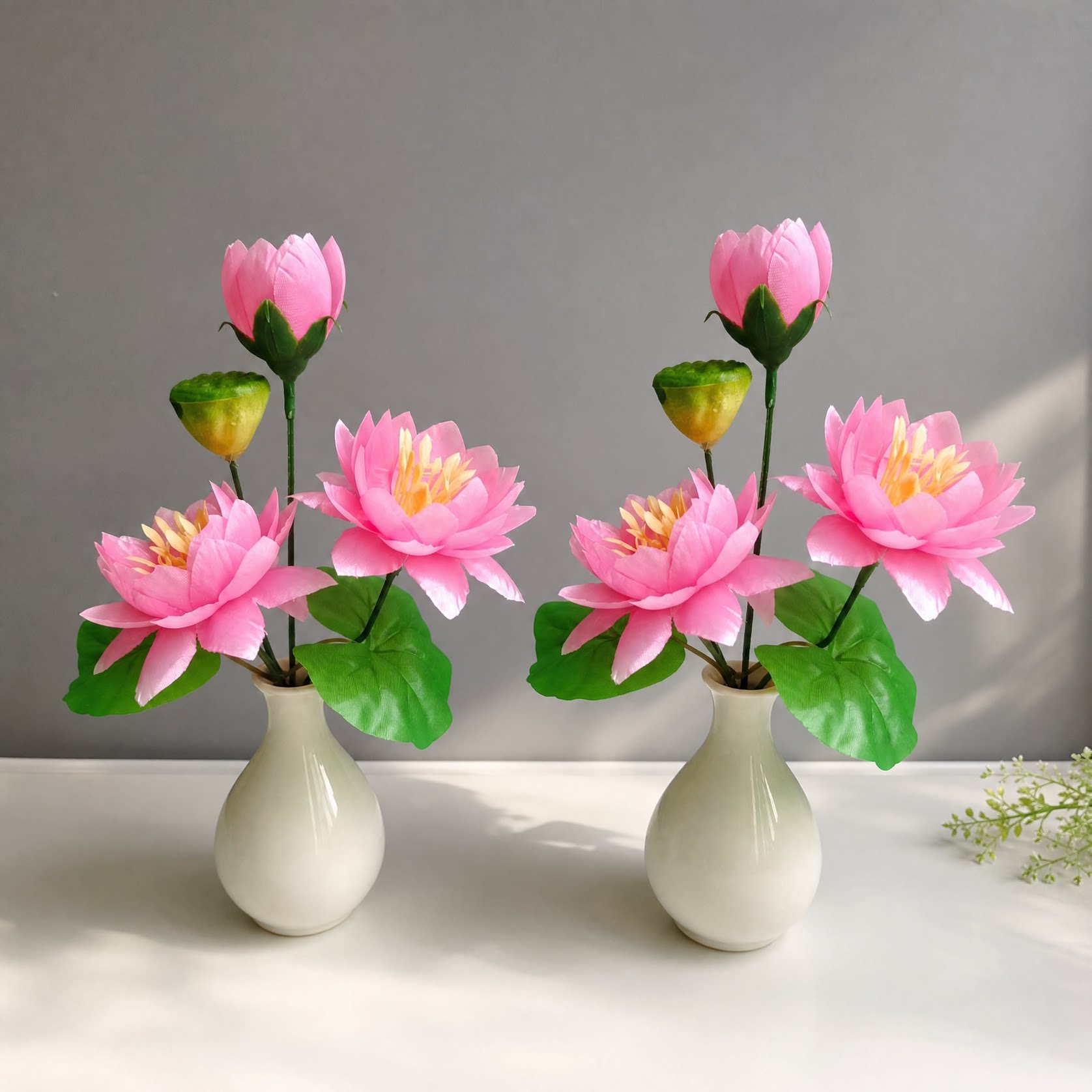 20厘米荷花仿真佛前供花摆件