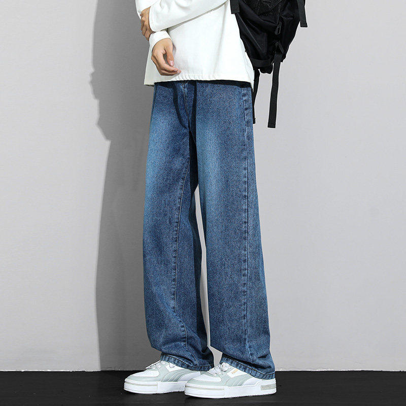 浅蓝色牛仔裤男款夏季款复古水洗做旧直筒裤2026新款男士休闲裤子