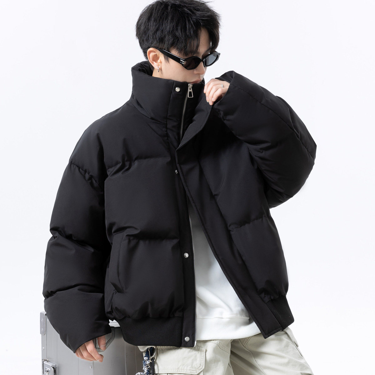 男士短款立领高街痞帅面包棉服