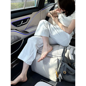 春季新款白色直筒牛仔裤女大码梨形身材裤子显瘦宽松垂感阔腿裤潮