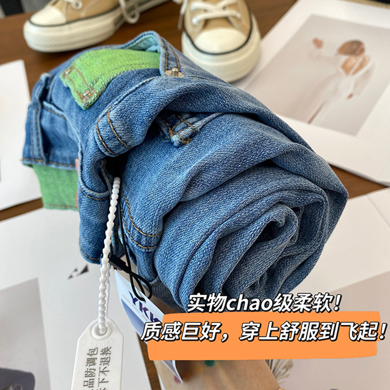 2025年夏季新款梨形身材裤子老爹牛仔裤女大码胖mm显瘦直筒哈伦裤