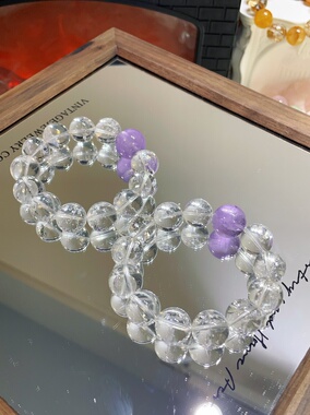 031天然白啊塞薰衣草紫水晶手链女款简约大方手串闺蜜设计小众