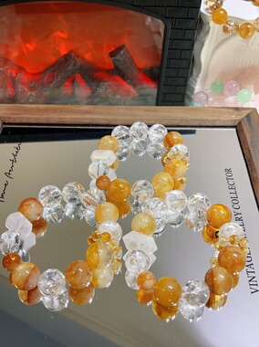 029茶白Crystal上新天然黄胶花白阿塞黄塔晶幽灵双尖黄水跑环