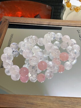 028天然粉啊塞粉水晶手串女款轻奢小众精致高级感闺蜜礼物