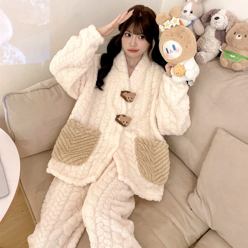 珊瑚绒睡衣女冬季加厚加绒保暖