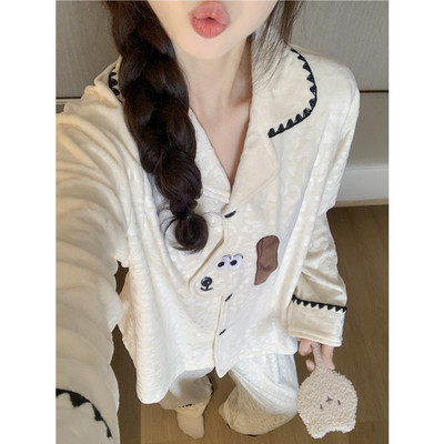 韩版可爱小狗海岛绒睡衣加厚保暖