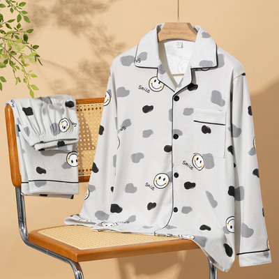 德绒保暖睡衣男士秋冬季长袖套装