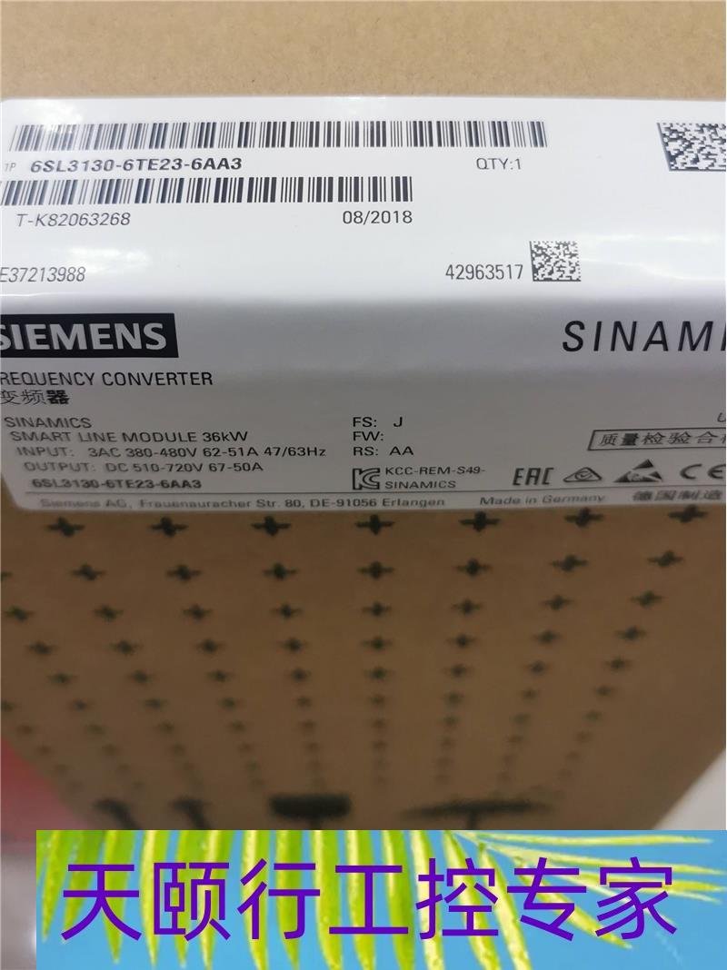 正品全新SINAMICS S120电源模块6SL3131-6TE21-6AA3议价