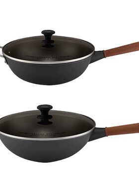 Staub铁锅中式炒锅30cm大口径炒菜锅铁锅无涂层燃气电磁炉熟铁