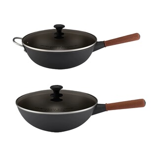 Staub铁锅中式炒锅30cm大口径炒菜锅铁锅无涂层燃气电磁炉熟铁