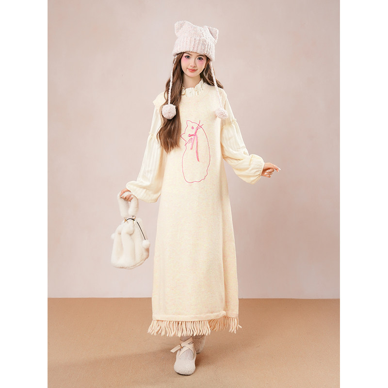 【甜心小姐】春季新款可爱甜美粉色背心连衣裙+衬衫两件套