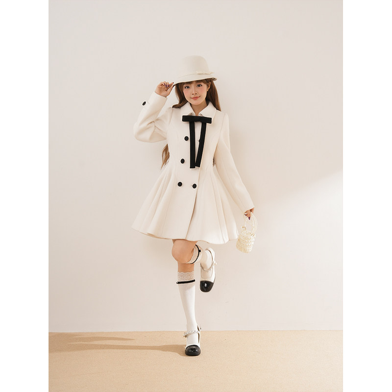 白调魔女赫本风毛呢大衣 法式收腰显瘦 冬季高级感富家千金外套女,女装/女士精品,时尚套装,淘宝优惠券,粉丝福利购,淘宝优惠卷