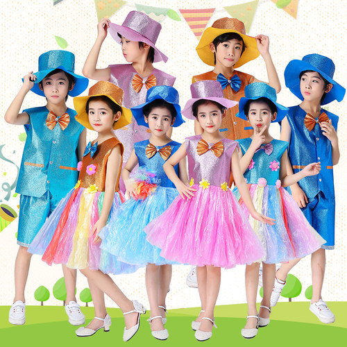 儿童环保时装秀服装男女童走秀