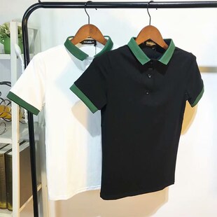夏潮男快手短袖polo衫社会精神小伙刺绣网红潮流修身翻领T恤休闲