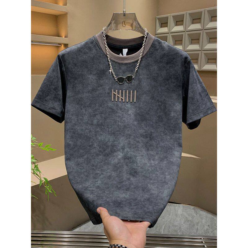 【高质量】夏季新款扎染潮牌短袖男t恤高级感半袖体恤男时尚透气