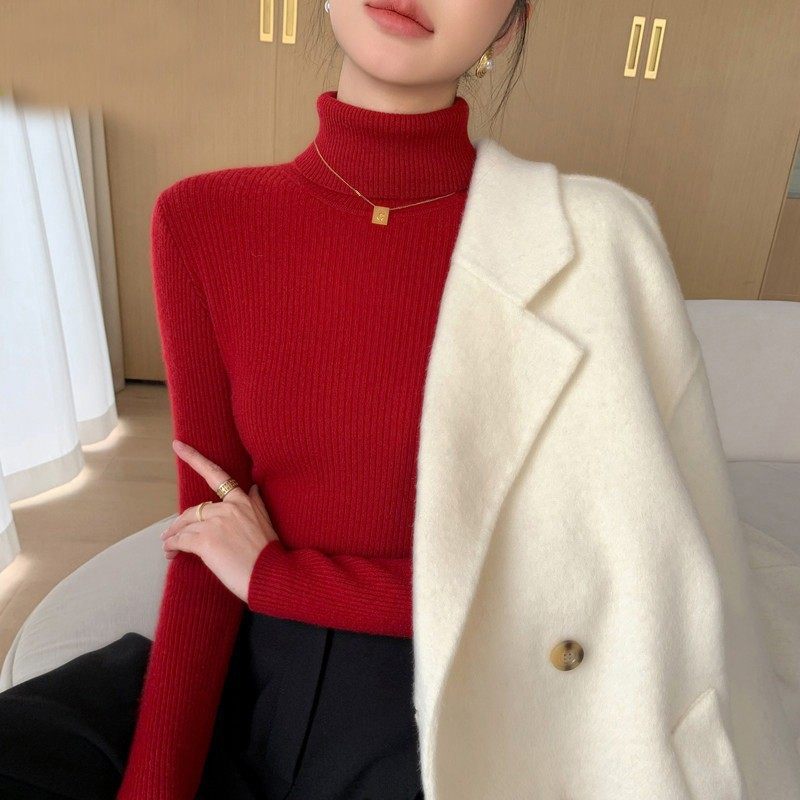 新年红色高领加厚针织衫女秋冬轻熟风内搭打底衫气质百搭洋气毛衣,女装/女士精品,毛针织衫,淘宝优惠券,粉丝福利购,淘宝优惠卷