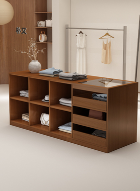 服装店中岛柜收银台柜台带玻璃摆件饰品陈列柜流水台双面格展示台