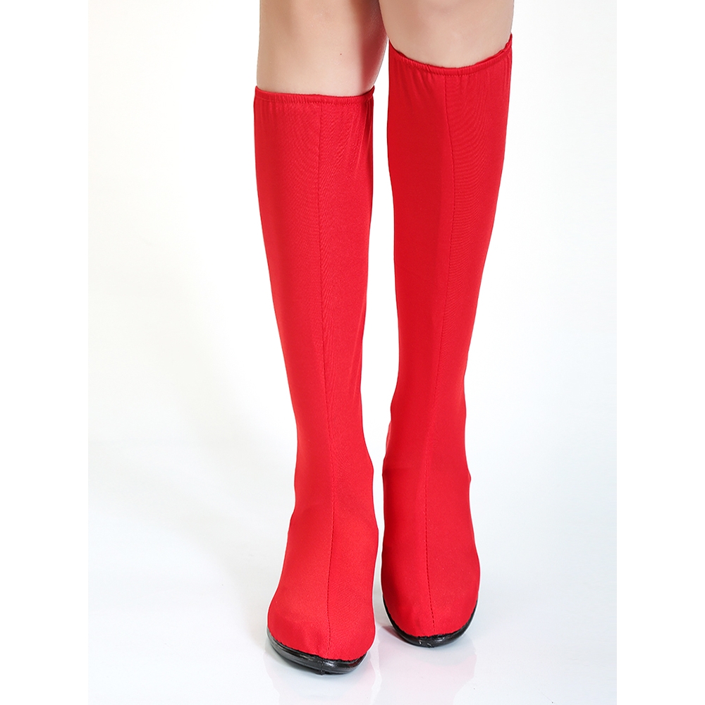 成人舞蹈鞋套蒙古藏族靴套民族女兵军装舞台袜套表演出服长筒红色
