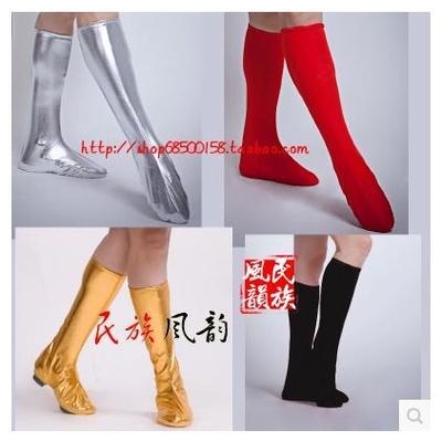 新款西藏蒙古少数民族藏族演出舞蹈服装高弹力广场舞表演鞋套靴套