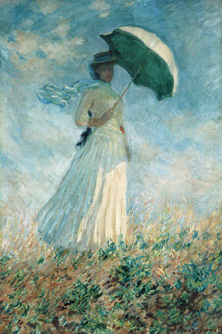 高清撑阳伞的女人装饰画莫奈油画人物名画电子jpg格式tif图片素材