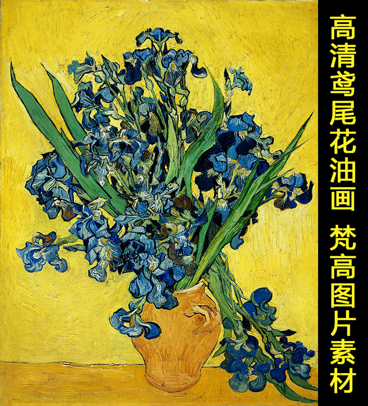 梵高油画素材鸢尾花电子版装饰画临摹名画高清jpg格式tif图片素材