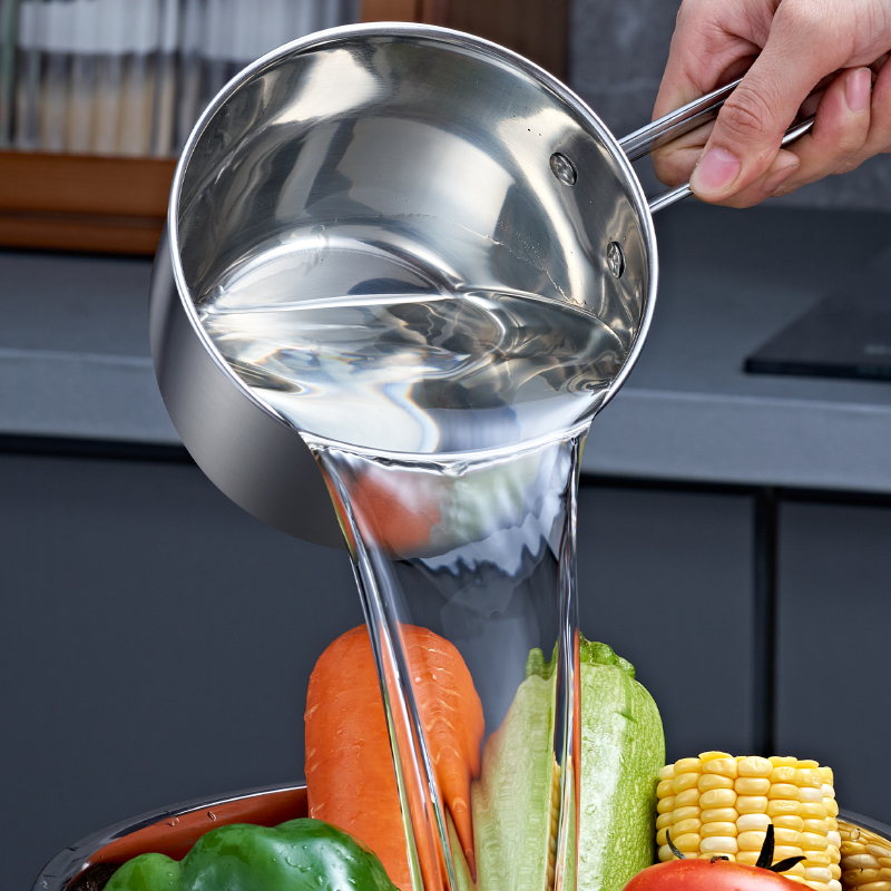 不锈钢水瓢水勺家用厨房短柄舀水瓢水舀子淘米洗米水漂加厚瓢子