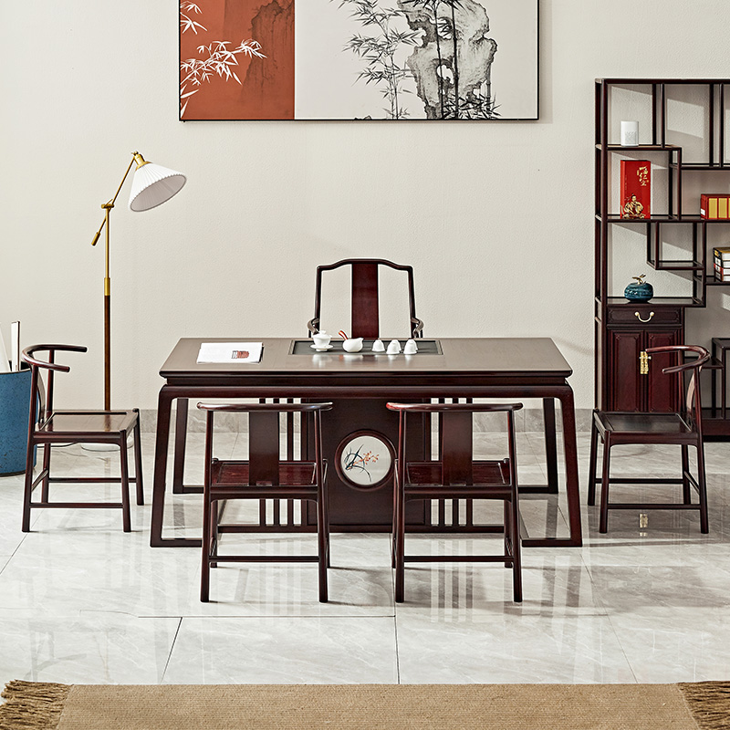 宋韵刺绣茶桌榫卯结构送货上门