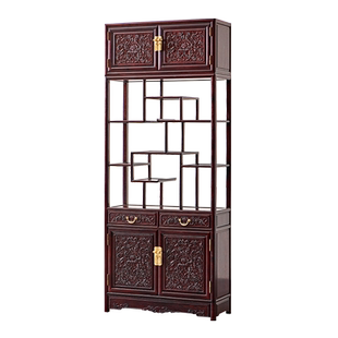 赞比亚血檀博古架带顶箱柜中式多宝阁非洲紫檀置物架实木摆件架子
