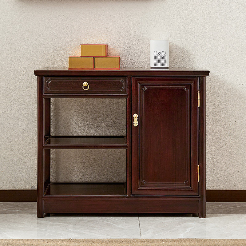 赞比亚血檀餐边柜红木储物柜简约茶柜仿古中式茶几柜全实木茶水柜