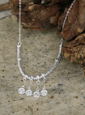 足银999吉祥如意盘缠项链女锁骨