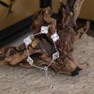 沁恋足银999幸运四叶草五花手链女纯银轻奢小众高级感精致送礼物