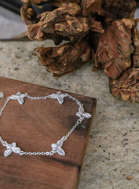 足银999精致镭射蝴蝶手链女手环