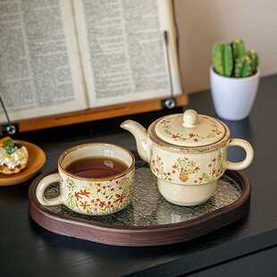 一人独饮小茶具女士一壶一杯套装漂亮特色陶瓷茶壶茶杯出口