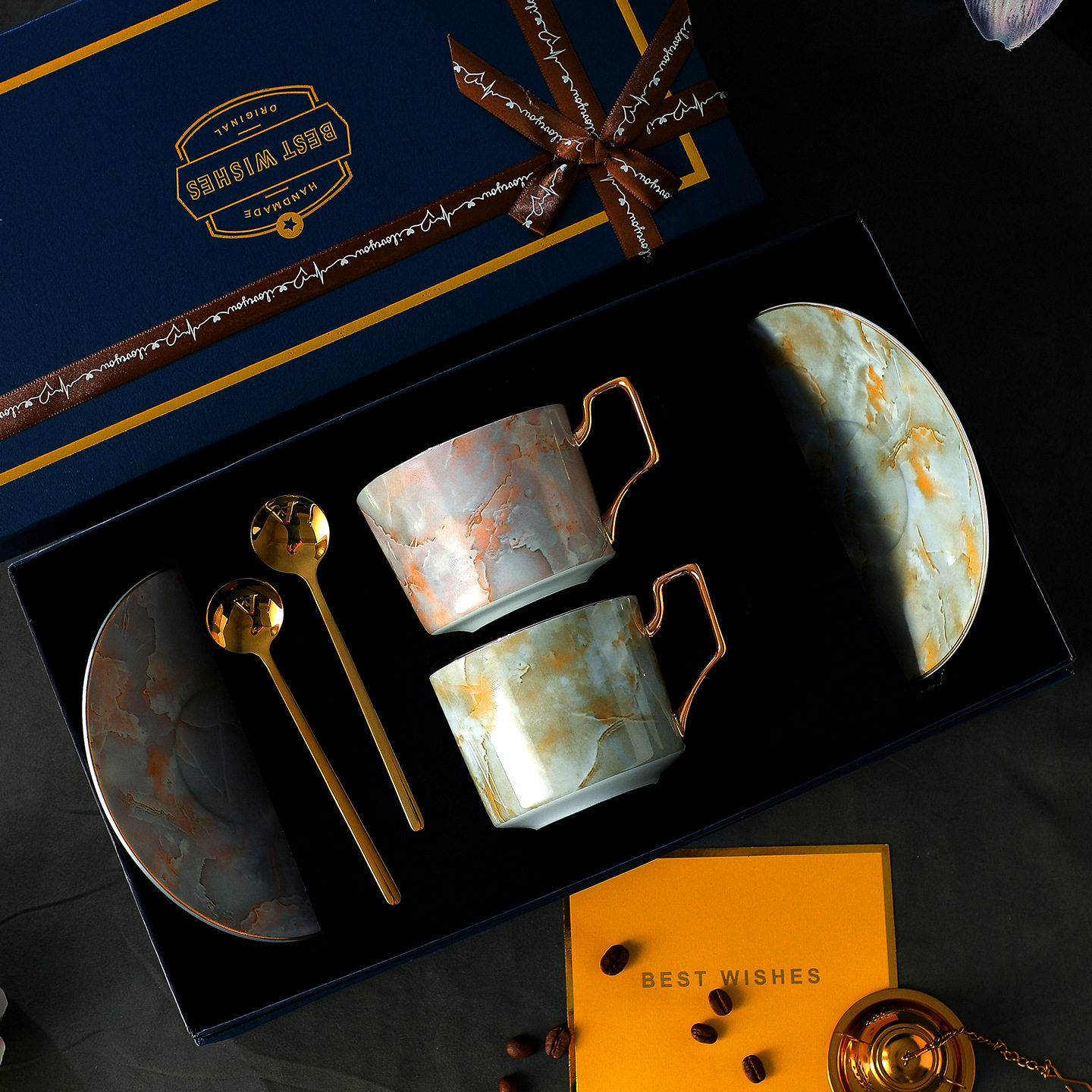 咖啡杯子套装高档精致高颜值轻奢高级感骨瓷礼盒装生日乔迁礼品