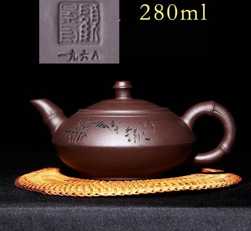 一九六八年宜兴紫砂壶全手工名家仿顾景舟扁竹壶家用泡茶壶大容量