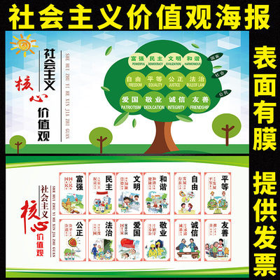 社会主义核心价值观知识海报培育和践行展板挂图挂画宣传标语墙贴