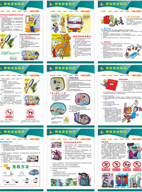 安全用电标识牌安全用电知识宣传画挂图工厂车间安全挂牌知识漫画