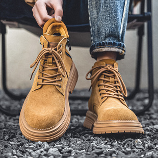 马丁靴男女款英伦风复古高级感户外机车拉链工装靴厚底情侣大黄靴