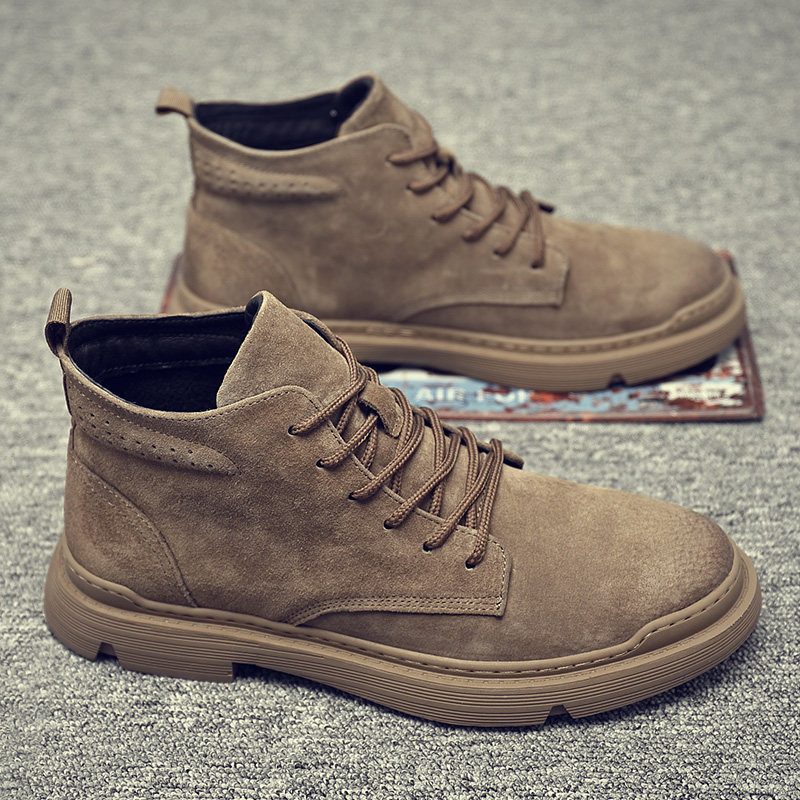 男鞋冬季加绒马丁靴男真皮软底休闲鞋工装靴中帮百搭潮男靴单鞋子,流行男鞋,马丁靴,淘宝优惠券,粉丝福利购,淘宝优惠卷