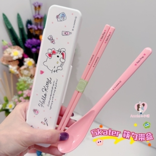 日本制skater儿童史努比迪士尼儿童学生勺子筷子便携收纳餐具