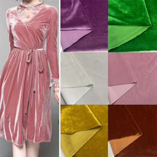 热销 韩国金丝绒服装布料 针织弹力不倒绒旗袍连衣裙裤子时装面料