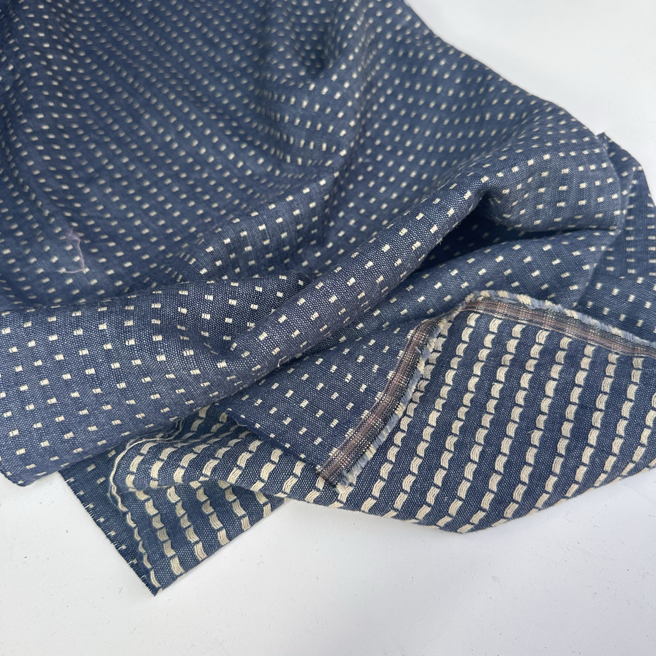 亚麻棉 复古牛仔灰蓝 色织提点布料 手感舒服 衬衣裙子面料