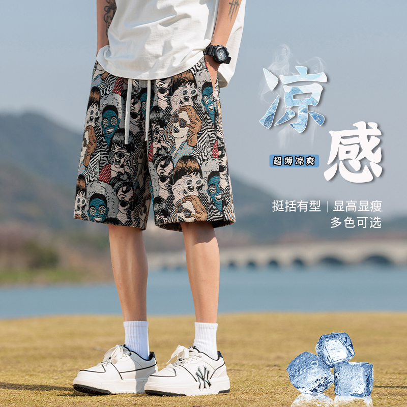 男士休闲短裤夏季潮牌宽松加肥大码中裤子薄款外穿运动五分大裤衩