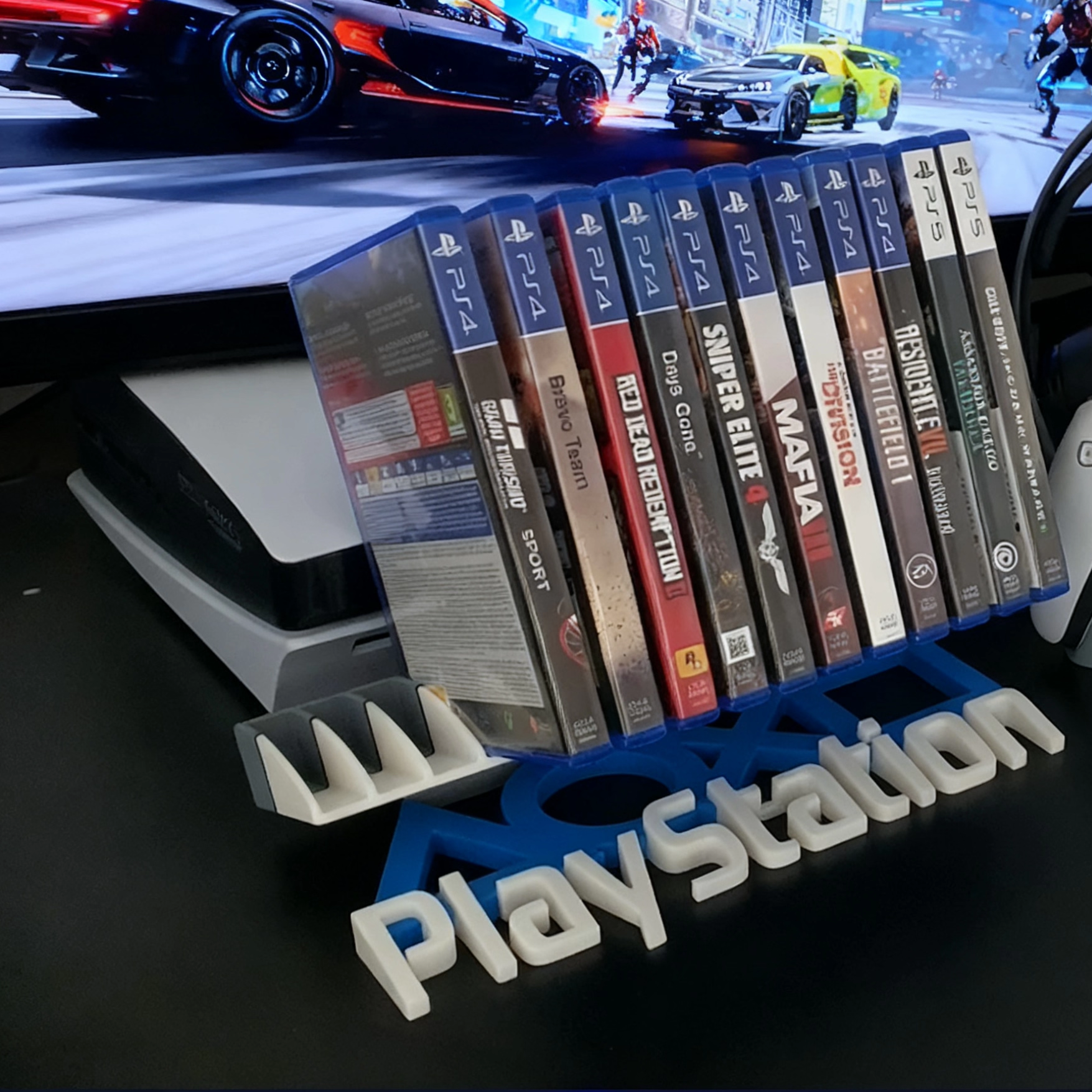 PS5游戏碟收纳架光盘置物盒桌面放置展示柜PS4多功能游戏配件