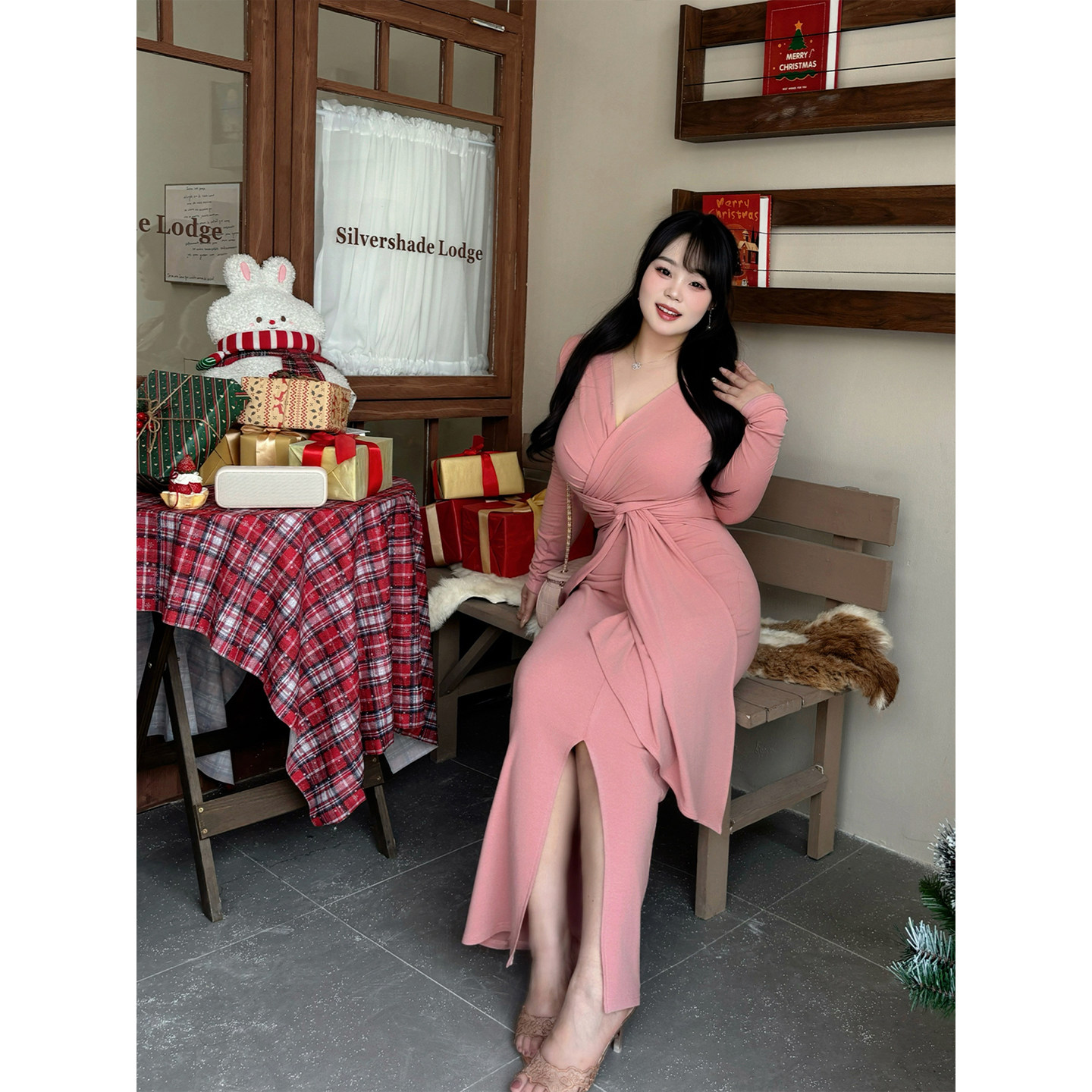 微胖显瘦‘’扭结绑带包臀裙‘’